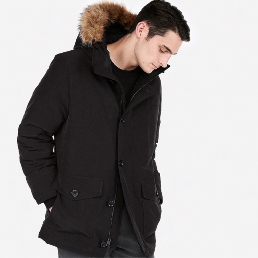 Express Heavy Puffer Parker Faux Fur Hooded Winter Jacket